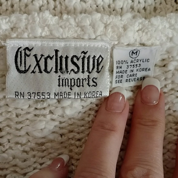 VTG 80s Floral Applique Boucle Sweater M - EUC - Picture 8 of 8